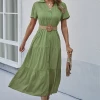 DY New In Clothing EMILY Front Button Midi Dress - Pickle