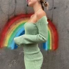 MY New In Clothing Smaibulun Doll | Low Neck Tie Open Back Knit Dress - Mint