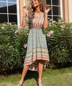 BFZY YANET MIDI BOHO DRESS - GREEN