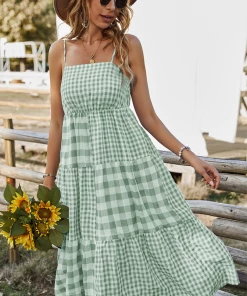 DY MARGARETTA Tartan Midi Dress - Mint