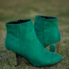 HYHE EN BLOOM | Green Mirror Heel Suede Ankle Boots