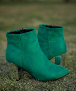 HYHE EN BLOOM | Green Mirror Heel Suede Ankle Boots