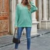 MY Smaibulun | COLENA Mint Green Cut Out V-neck Pullover