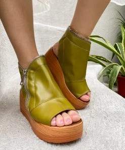 Peep-toe Side Zipper Wedge Boots Platform Sandals | EN BLOOM New In Shoes