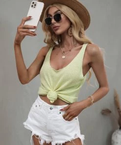 MY ESSENCE KNIT TANK - GREEN