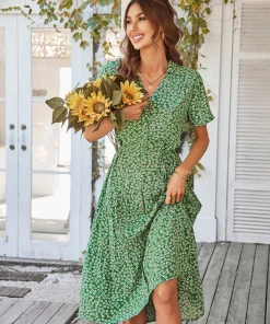 DY NEW ARRIVALS ALVINA Print Midi Dress - Green