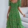 DY EFFRONTE MIDI DRESS - GREEN PRINT