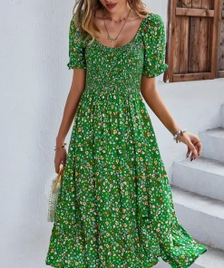 DY EFFRONTE MIDI DRESS - GREEN PRINT