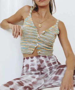 MY NEW ARRIVALS LEO KNIT TOP - GREEN PRINT