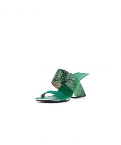 Jady Rose JadyRose | Open-Heel Leather Slide- Emerald Green