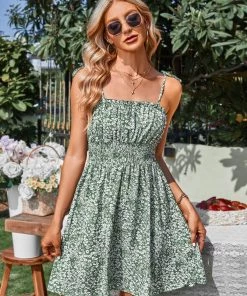DY SYLVIE MINI DRESS - GREEN FLORAL New In Clothing