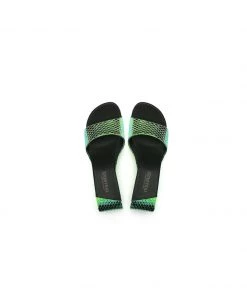 Jady Rose JadyRose | Open Twisted-Heel Leather Slide Sandal - Green