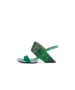 Jady Rose JadyRose | Open-Heel Leather Slide- Emerald Green