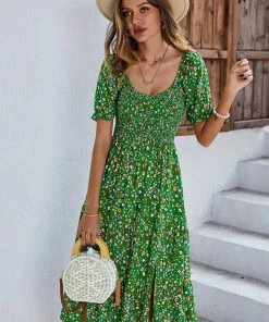 DY EFFRONTE MIDI DRESS - GREEN PRINT