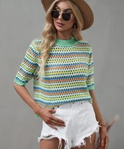 MY BEE CROCHET KNIT TOP - GREEN New In Clothing