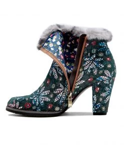 New In Shoes SOFFIA | Faux Fur Trim Lace Surface Leather Boot