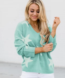MY Smaibulun | Star Gal Low V Neck Knit Jumper - Green