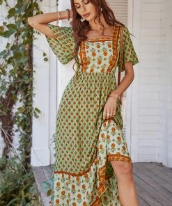 DY ISABELLA BOHO MAXI DRESS - GREEN NEW ARRIVALS