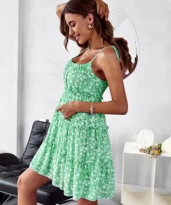 DY DREAMA MINI DRESS - GREEN PRINT New In Clothing
