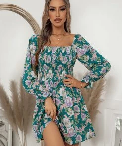 DY MORA MINI DRESS - GREEN FLORAL