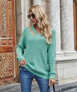MY Smaibulun | COLENA Mint Green Cut Out V-neck Pullover 10 MY Smaibulun | COLENA Mint Green Cut Out V-neck Pullover