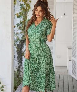 DY NEW ARRIVALS ALVINA Print Midi Dress - Green