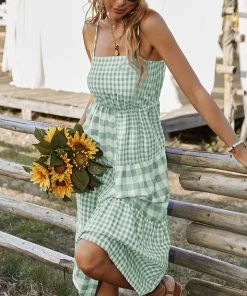 DY MARGARETTA Tartan Midi Dress - Mint