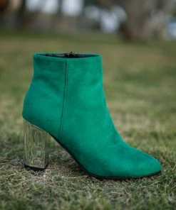 HYHE EN BLOOM | Green Mirror Heel Suede Ankle Boots