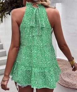 DY MOLLIE TOP - GREEN PRINT New In Clothing 6 DY MOLLIE TOP - GREEN PRINT New In Clothing