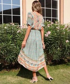 BFZY YANET MIDI BOHO DRESS - GREEN