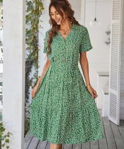 DY NEW ARRIVALS ALVINA Print Midi Dress - Green