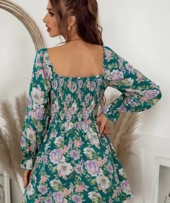 DY MORA MINI DRESS - GREEN FLORAL