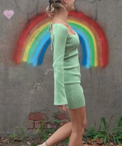 MY New In Clothing Smaibulun Doll | Low Neck Tie Open Back Knit Dress - Mint