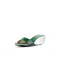 Jady Rose JadyRose | Twisted Upper Heel Genuine Leather Green Slide New In Shoes