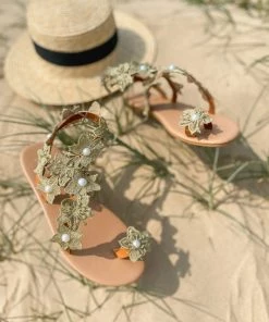 HYHE Green Embroidered Floral Wrap Sandals - En Bloom New In Shoes