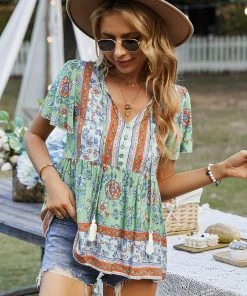 DY JEN BOHO TOP - GREEN New In Clothing 8 DY JEN BOHO TOP - GREEN New In Clothing