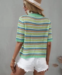 MY BEE CROCHET KNIT TOP - GREEN New In Clothing