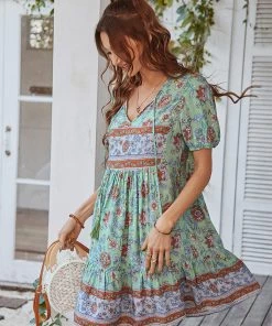 DY New In Clothing AURINA BOHO DRESS - FERN PRINT