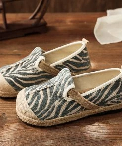 TC S/S 2022 Zebra Embossed Round Toe Espadrilles Loafers - Cactus Rose