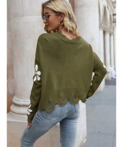 QDYH Smaibulun | Daisy Ripped Detailed Knit Sweater New In Clothing