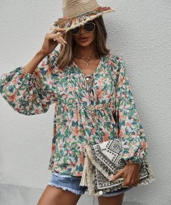 DY New In Clothing DUA LIPA FLORAL TOP - GREEN