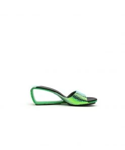Jady Rose JadyRose | Open Twisted-Heel Leather Slide Sandal - Green