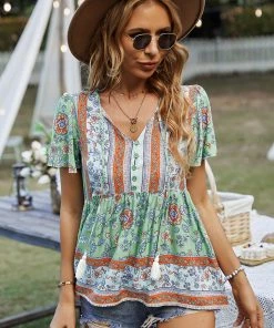 DY JEN BOHO TOP - GREEN New In Clothing 9 DY JEN BOHO TOP - GREEN New In Clothing