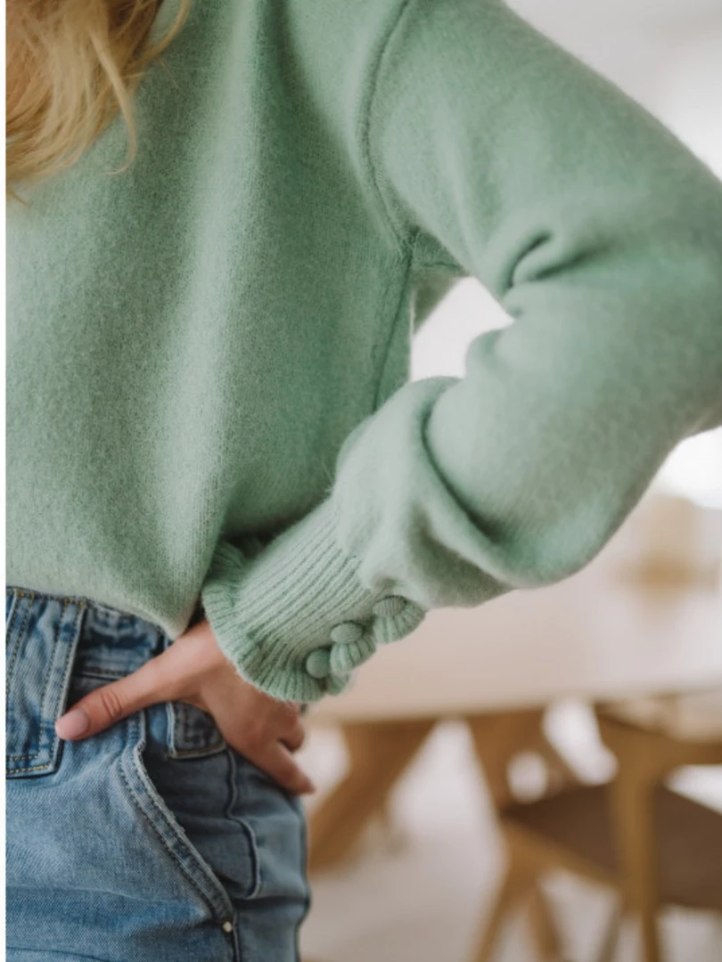 MY Smaibulun Doll | DARIUS Drop Shoulder V-neck Knit Top - Green 4 MY Smaibulun Doll | DARIUS Drop Shoulder V-neck Knit Top - Green