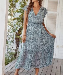 DY MARNIE MIDI DRESS - GREEN PRINT