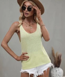 MY ESSENCE KNIT TANK - GREEN