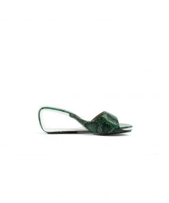 Jady Rose JadyRose | Twisted Upper Heel Genuine Leather Green Slide New In Shoes