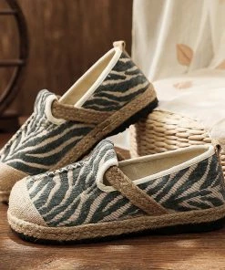 TC S/S 2022 Zebra Embossed Round Toe Espadrilles Loafers - Cactus Rose