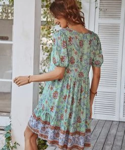 DY New In Clothing AURINA BOHO DRESS - FERN PRINT