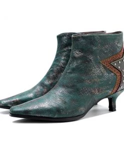 Shoes Genuine Leather Back Star Stud Girl Bootie Ankle Boots Low Heel Boots - Soffia